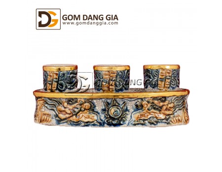Bộ kỷ thờ men rạn cổ bọc đồng đắp nổi rồng Bộ kỷ thờ men rạn cổ bọc đồng đắp nổi rồng